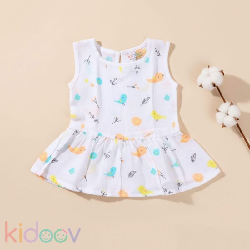 Soft breathable muslin frock button baby clothing pack of 3
