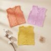 Organic cotton dyed muslin jabla button tops for newborns set of 3
