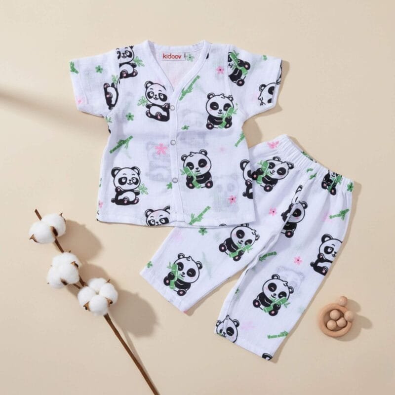 Eco friendly organic cotton half sleeve baby nightwear